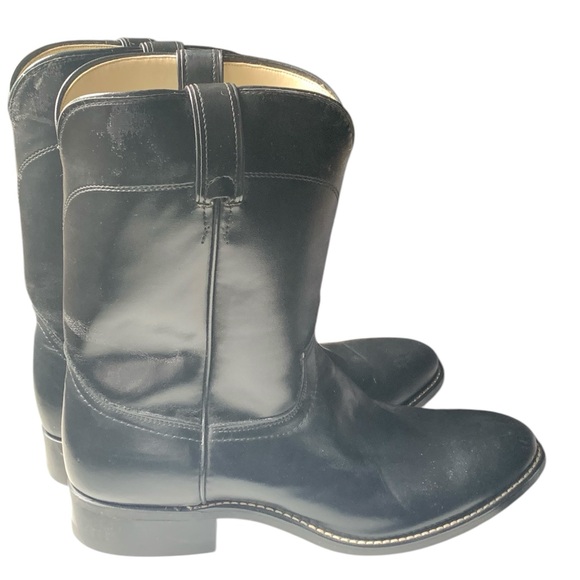 NEW LAREDO VAUGHN Men’s Black Leather Round Toe Smooth Western Cowboy Boots